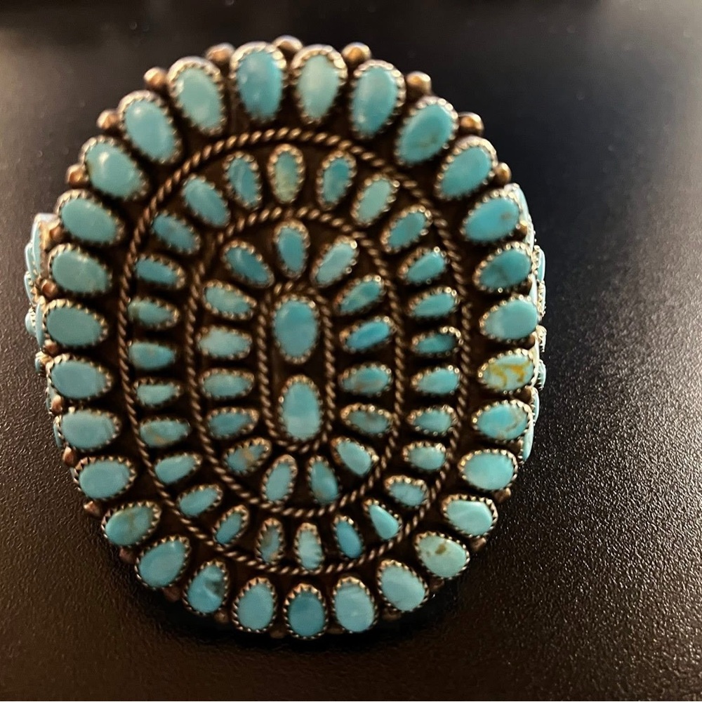 Turquoise Silver Statement Cuff - image 8